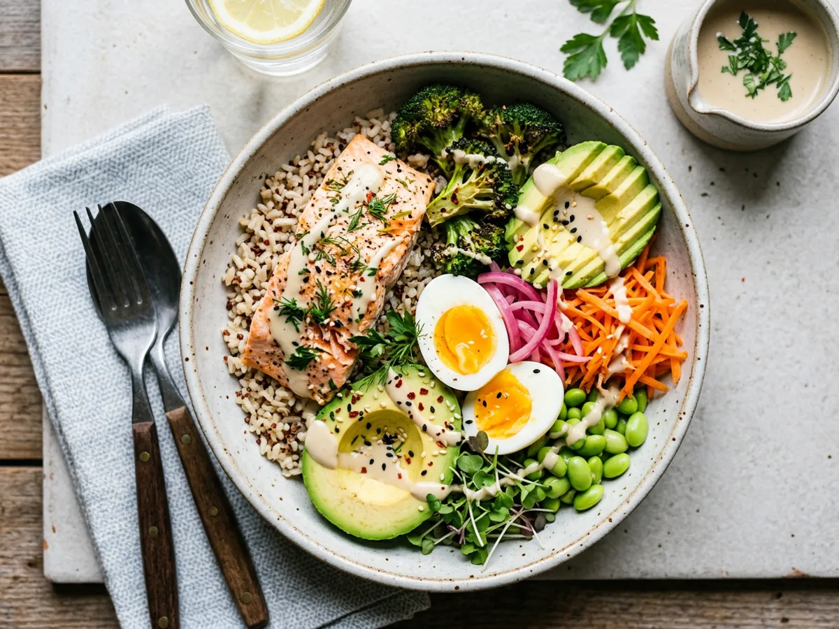 Salmon & Brown Rice Buddha Bowl